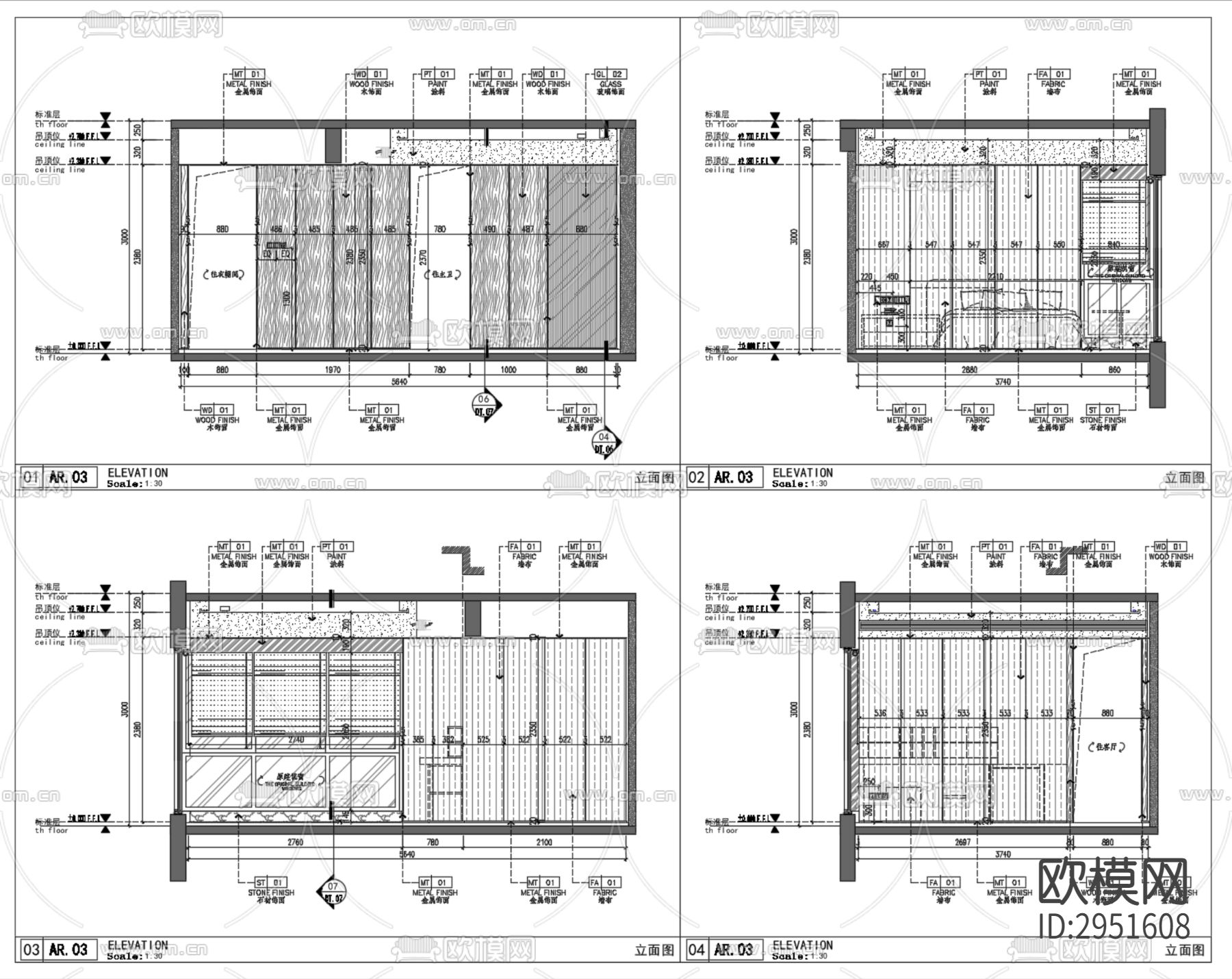 DIA丹健国际-成都合能枫丹铂麓188户型cad施工图下载（渲染图8）