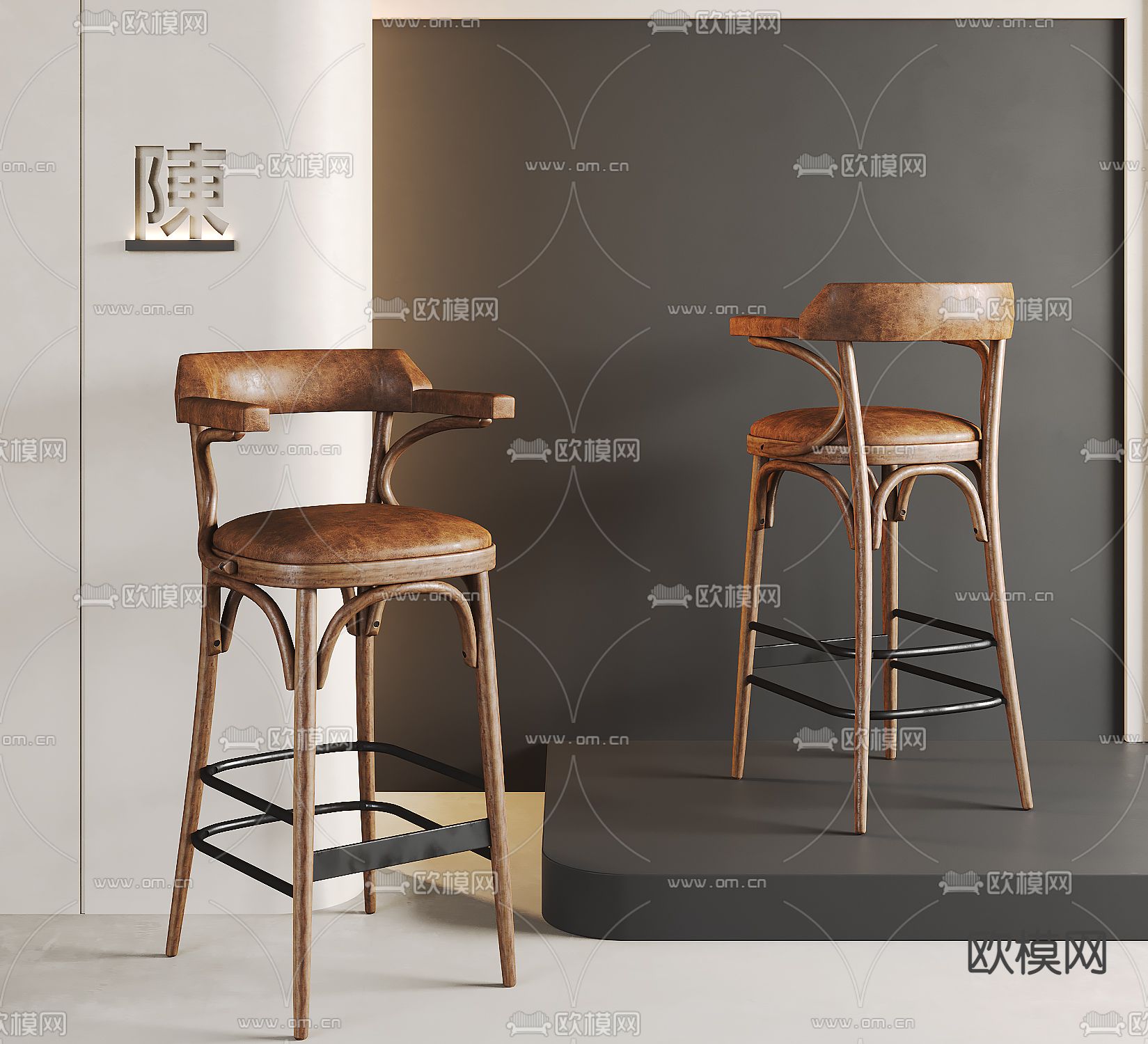 侘寂风吧椅 吧凳 高脚凳3d模型下载
