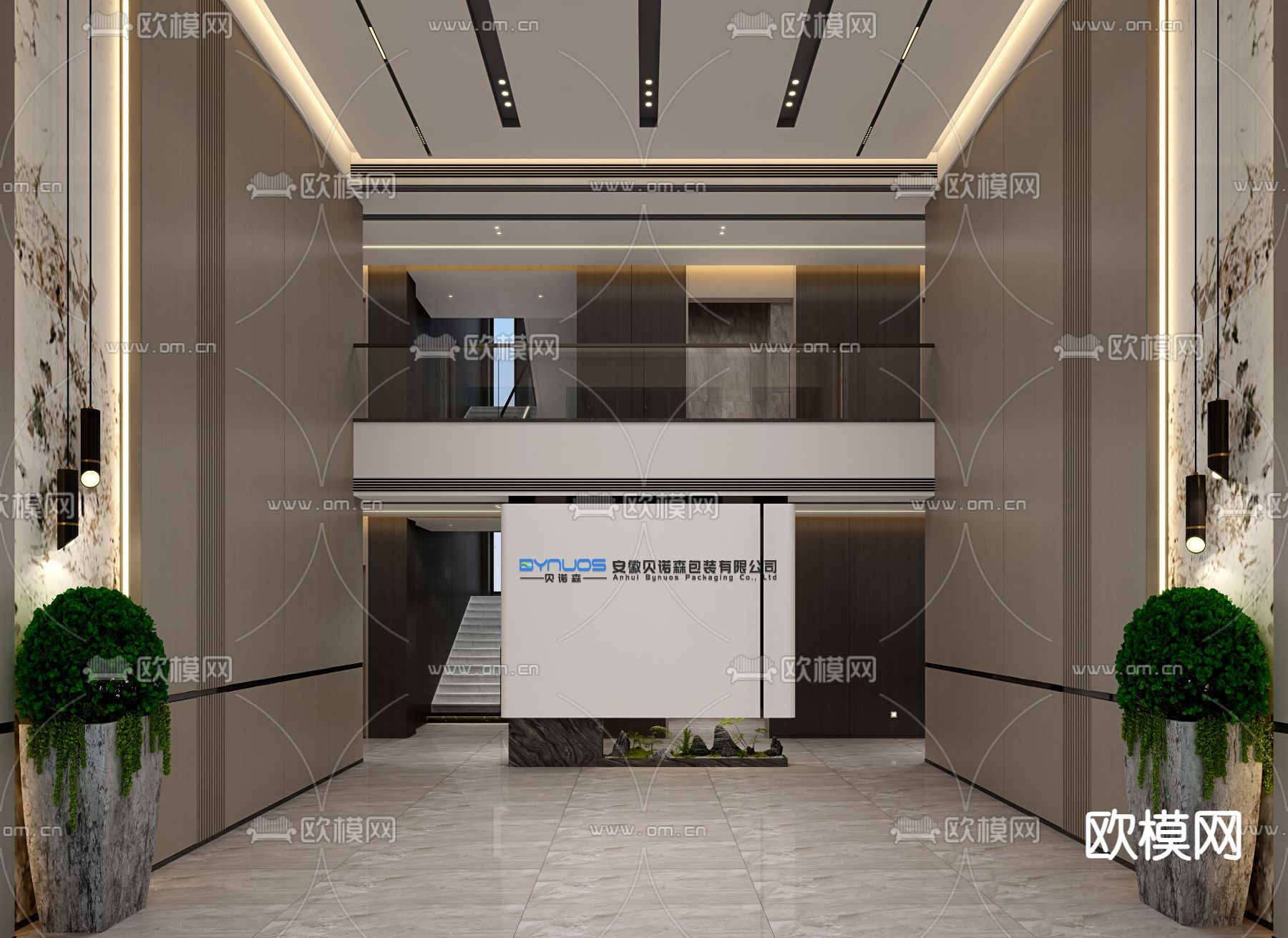 办公室前厅 过道 楼梯间免费3d模型下载（渲染图1）