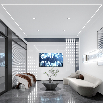  会客厅 洽谈区su模型 