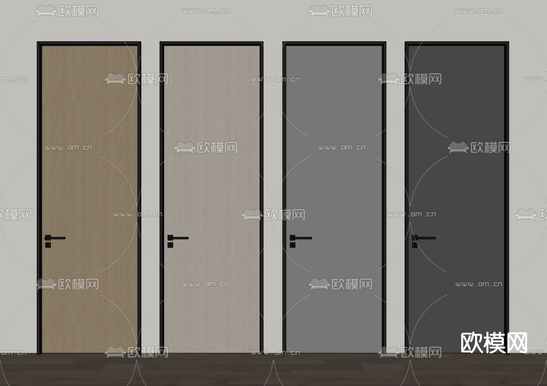 单开门 卧室门 平开门su模型下载（渲染图1）