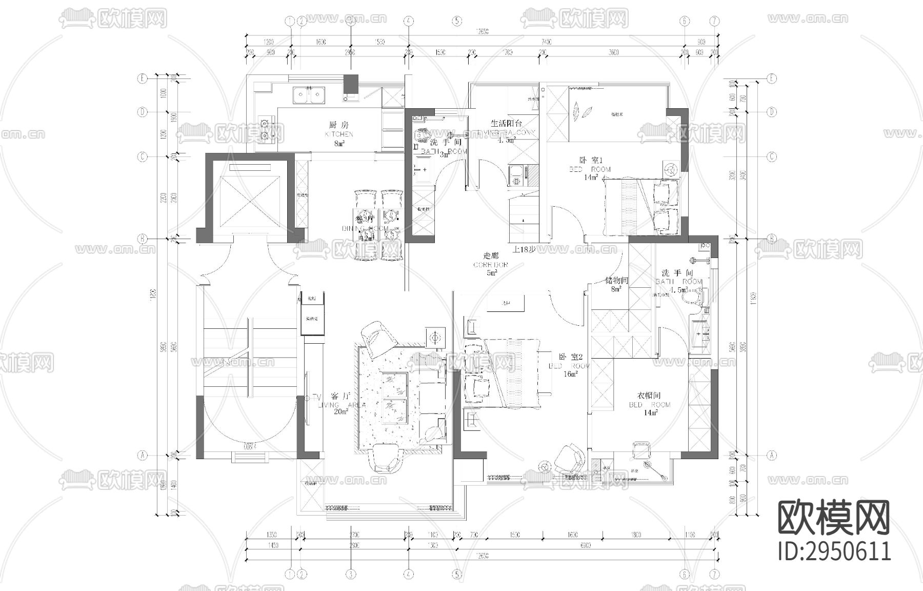 家装cad施工图下载（渲染图3）