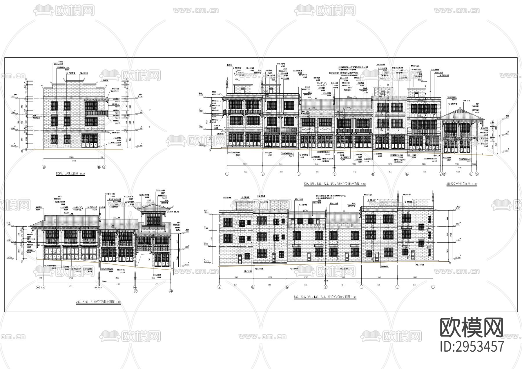洪安边城九龙片区房屋修缮加固工程cad施工图下载（渲染图8）