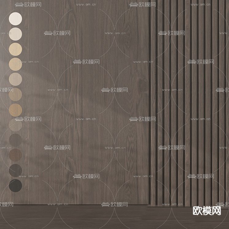 墙饰板 波浪板 木饰面 墙饰板免费3d模型下载