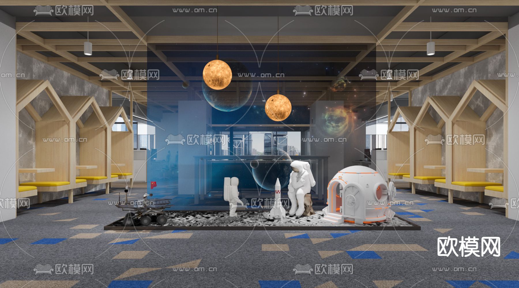 宇航人雕塑 室内造景免费3d模型下载