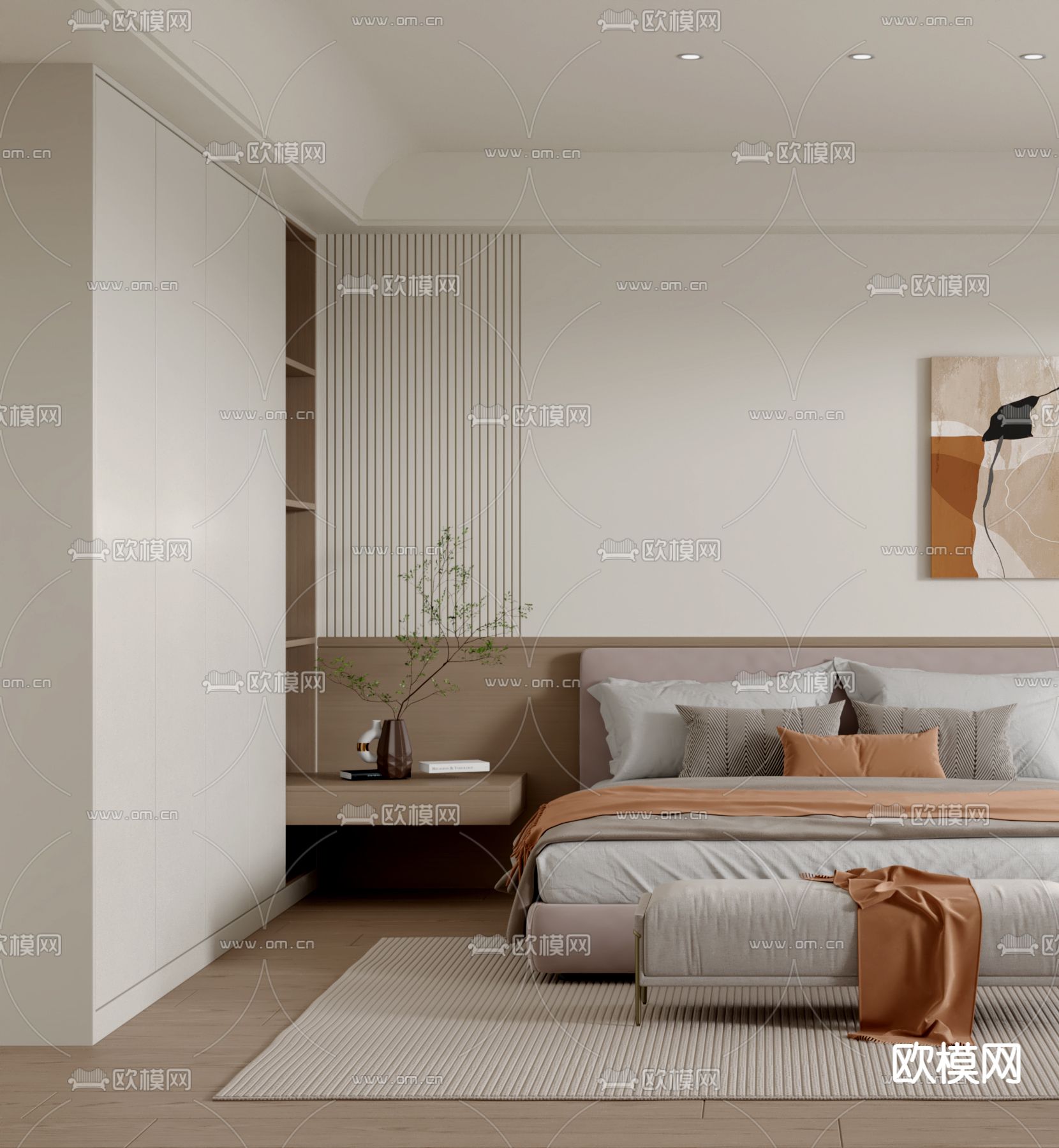 日式卧室 次卧 客卧3d模型下载（渲染图2）