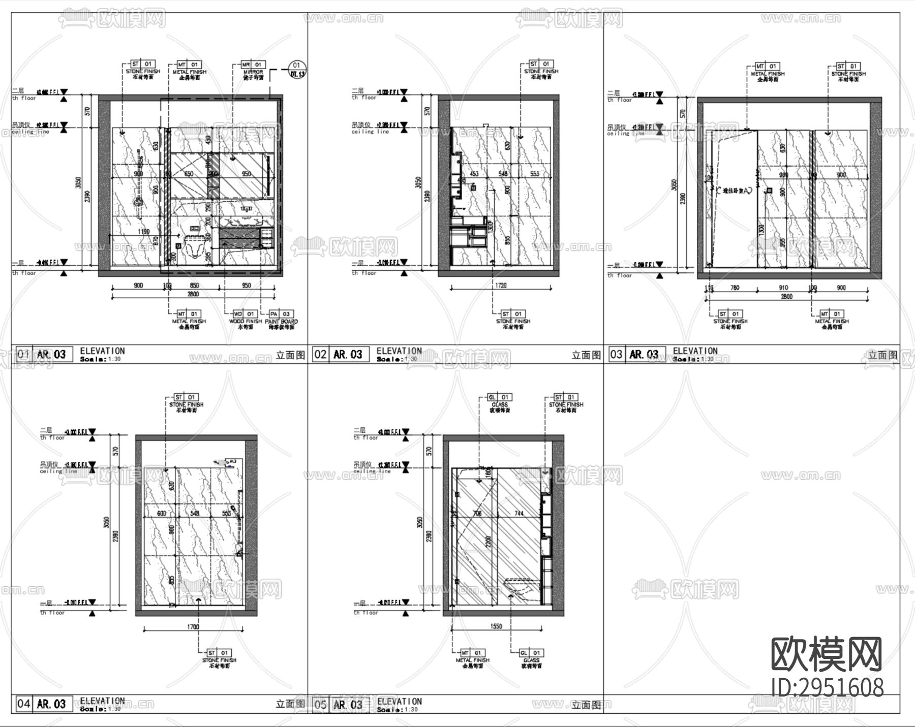 DIA丹健国际-成都合能枫丹铂麓188户型cad施工图下载（渲染图7）
