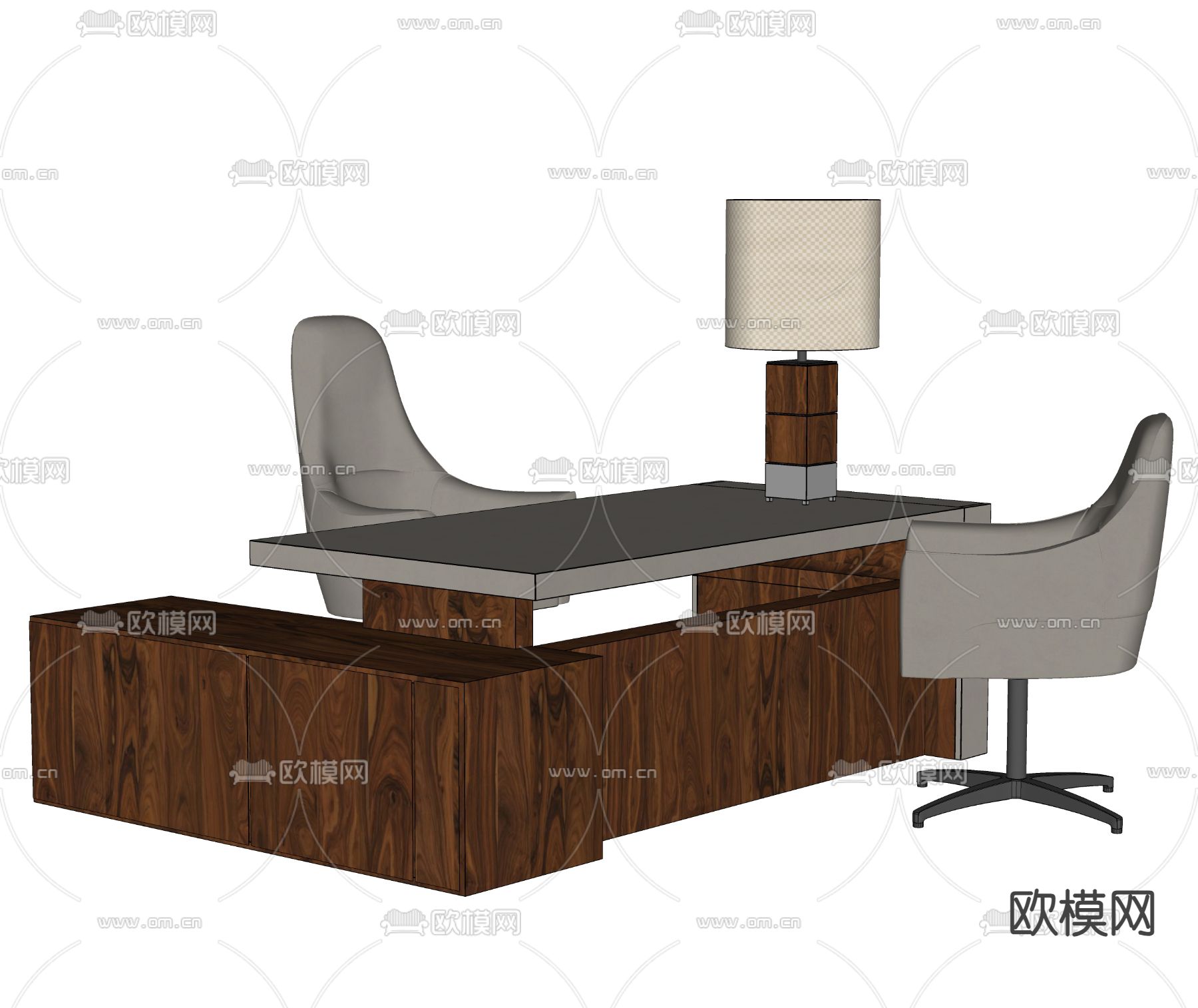现代办公桌椅su模型下载（渲染图1）