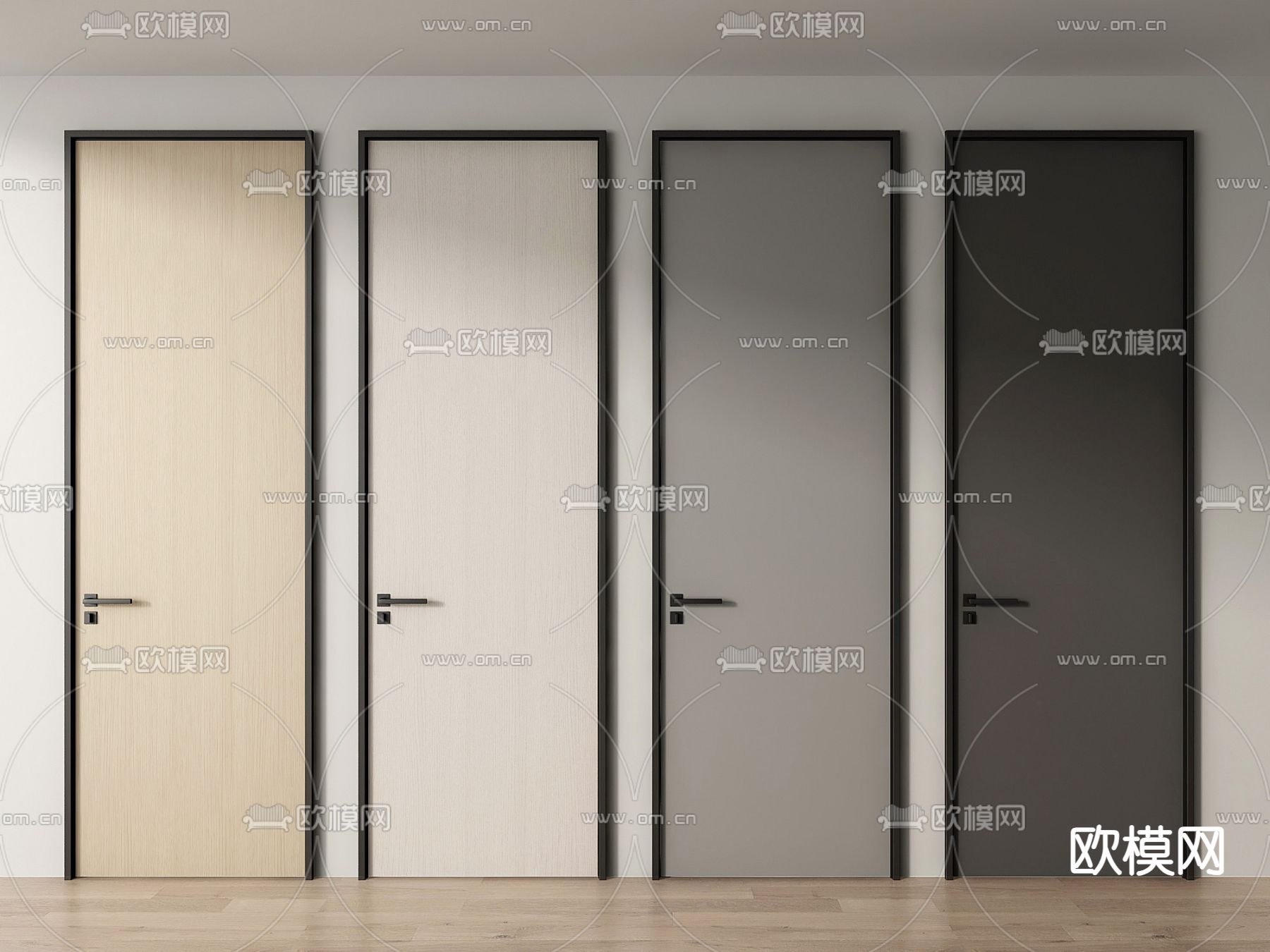 单开门 卧室门 平开门su模型下载（渲染图2）