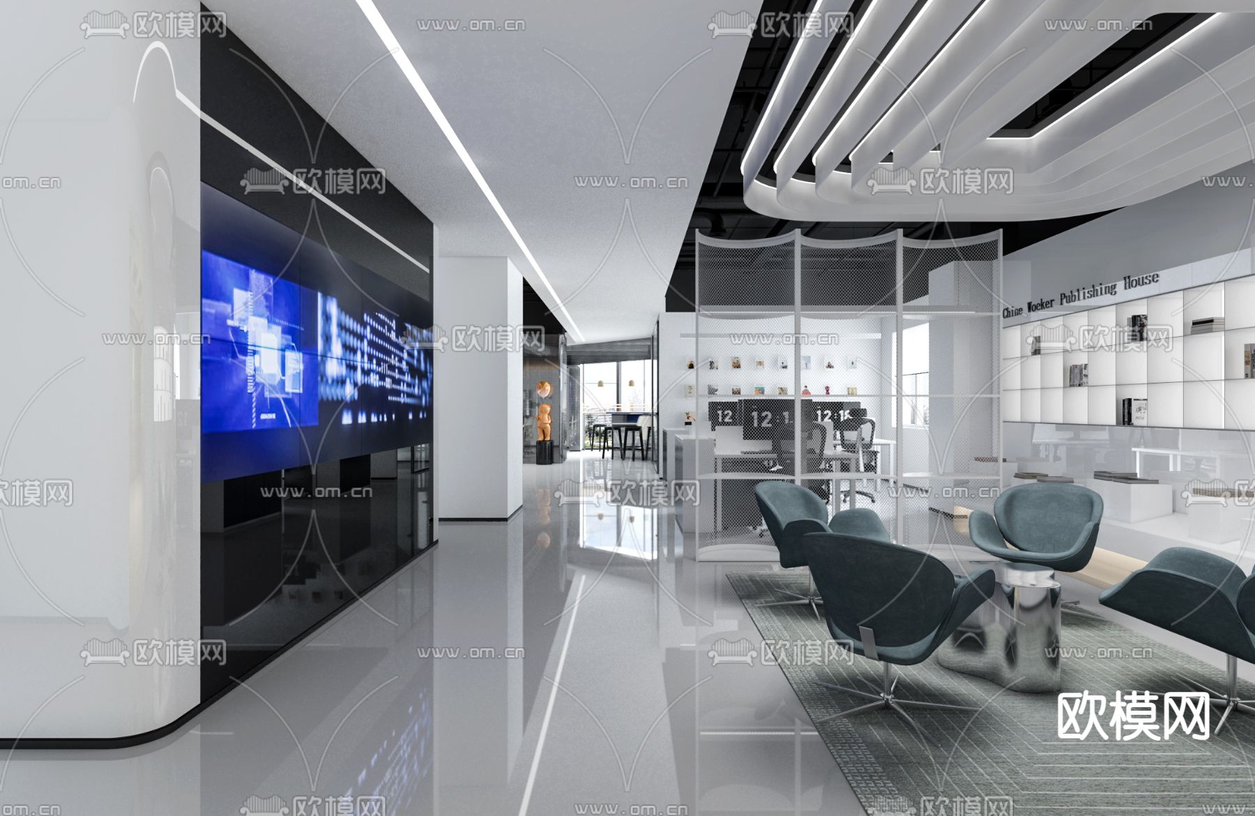 公共办公区 办公室免费3d模型下载