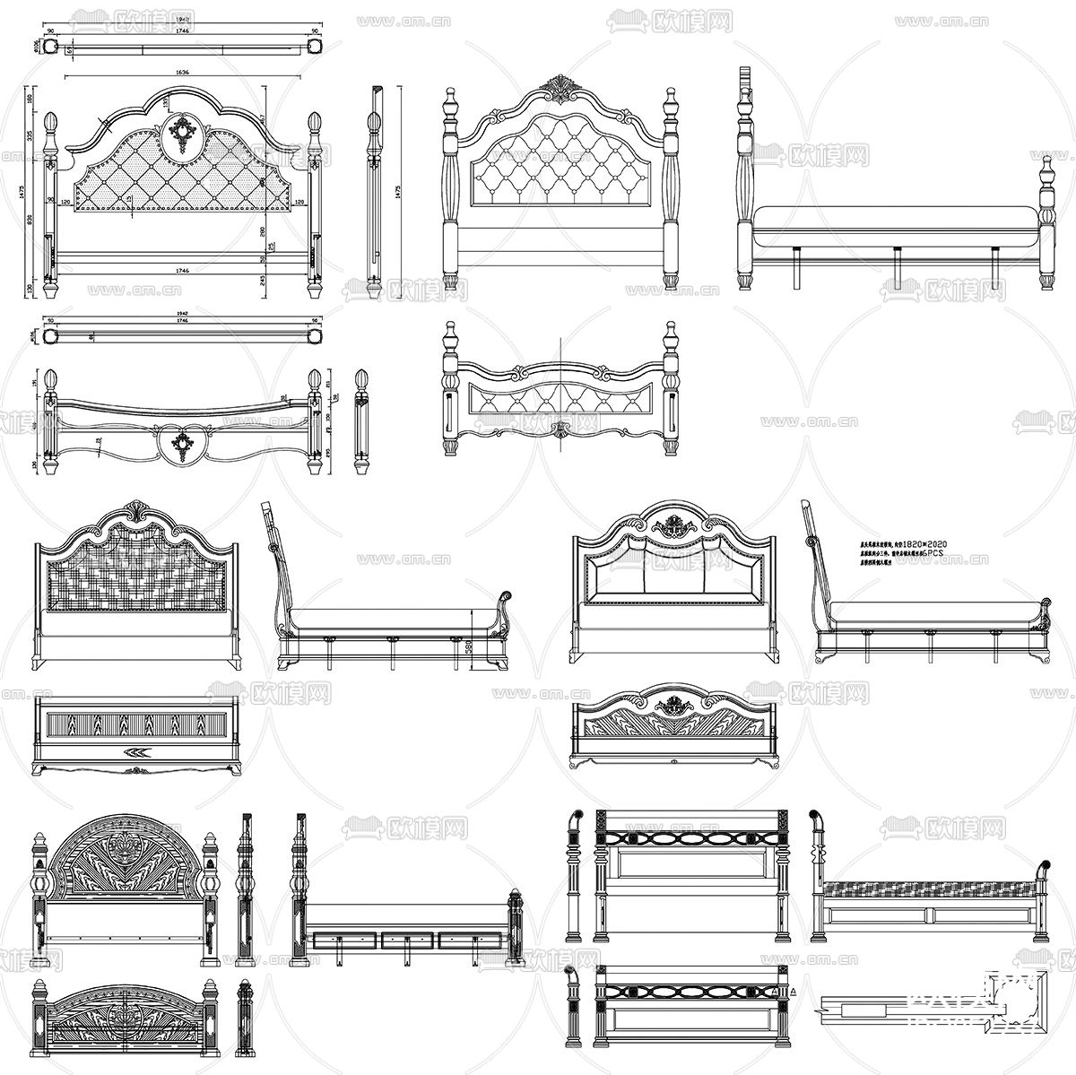 床设计素材cad图库下载（渲染图4）