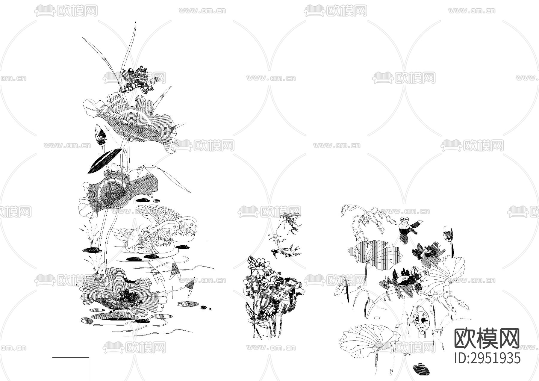 荷花cad图库下载（渲染图1）