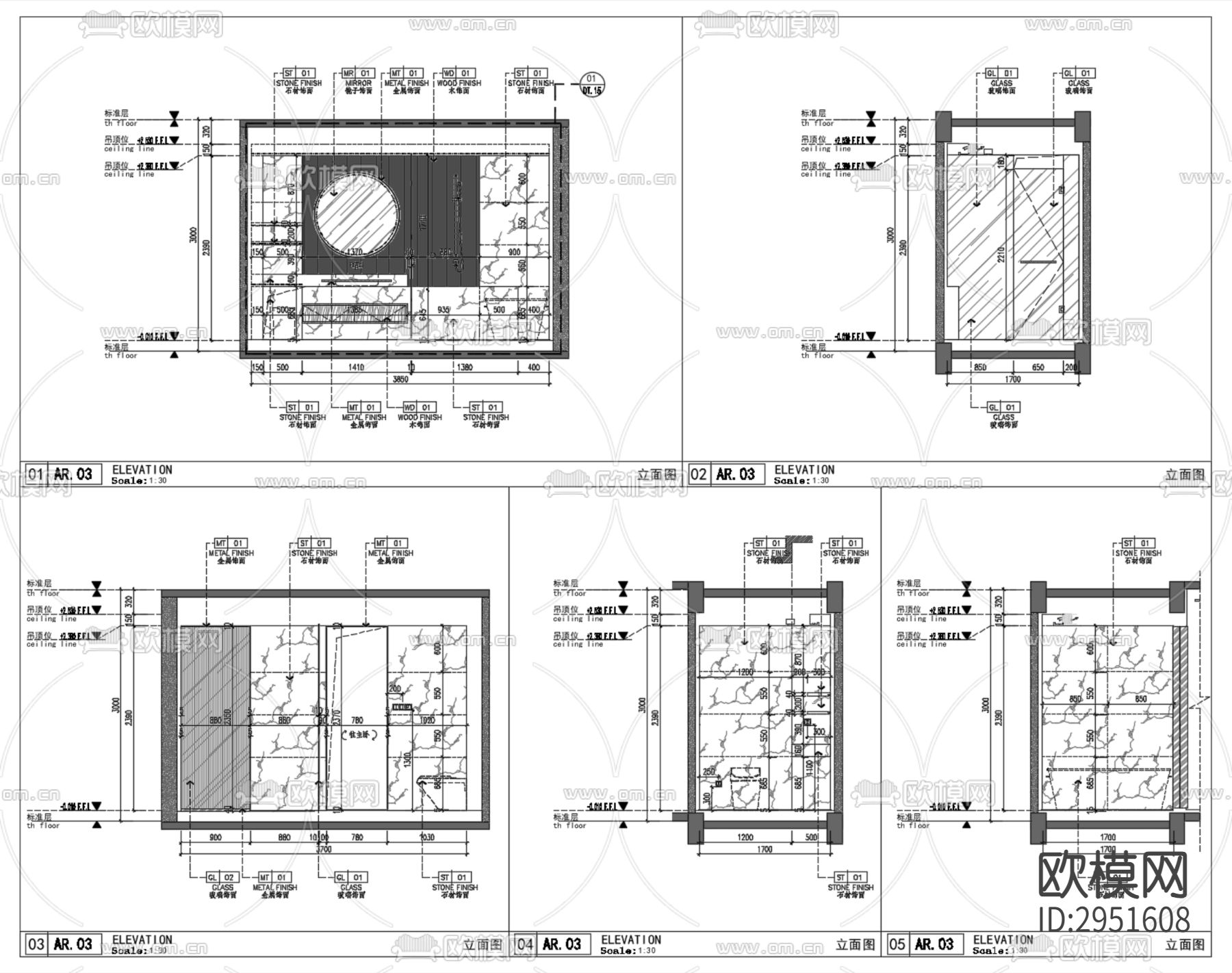 DIA丹健国际-成都合能枫丹铂麓188户型cad施工图下载（渲染图9）