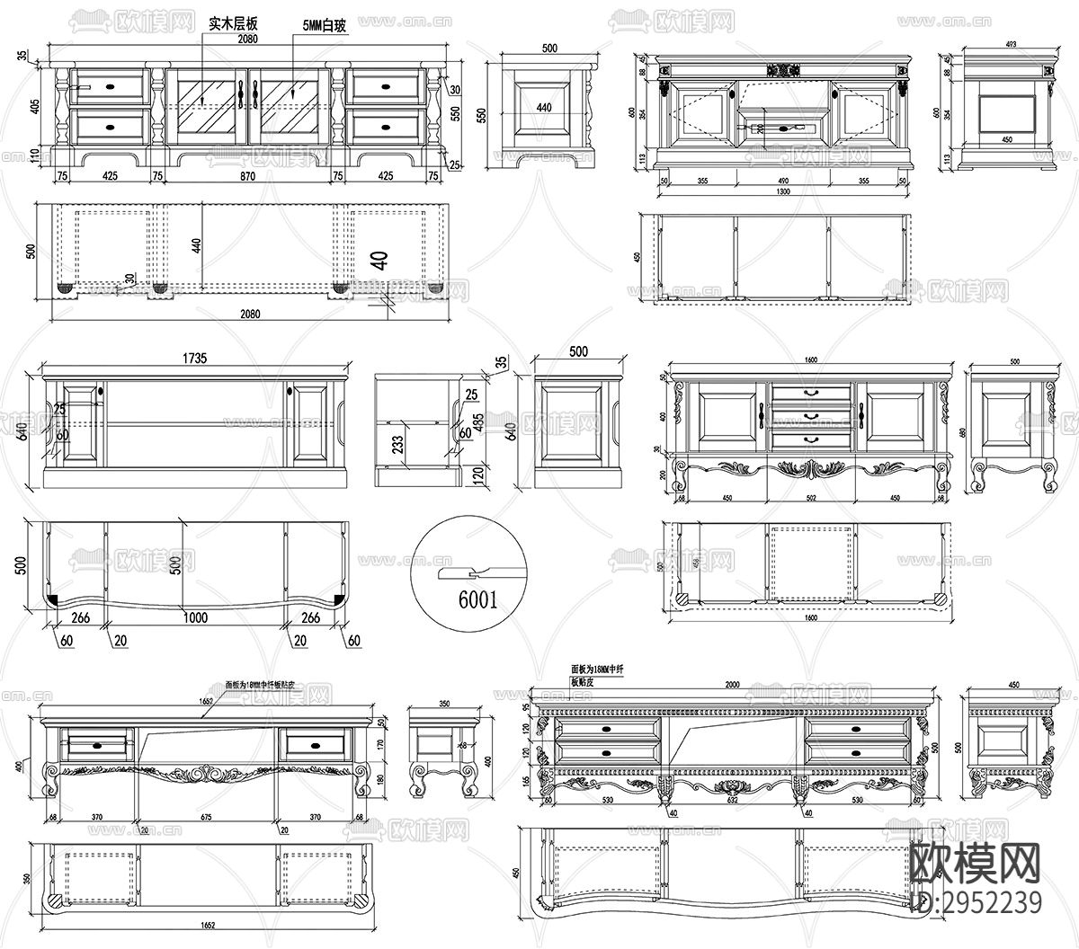 电视柜设计素材cad图库下载（渲染图2）