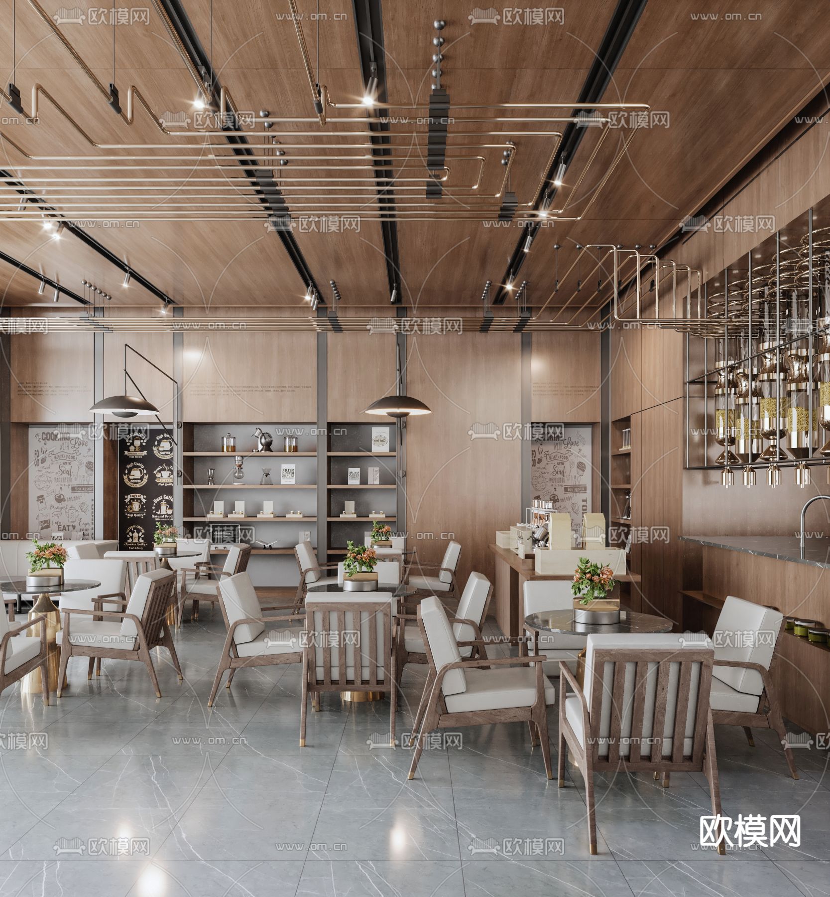 现代咖啡厅3d模型下载