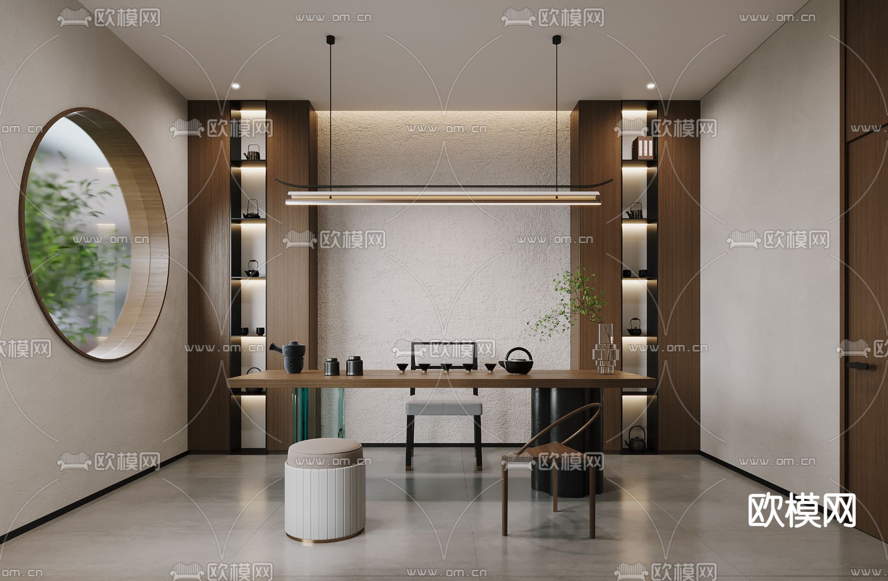 新中式茶楼 茶馆3d模型下载（渲染图3）
