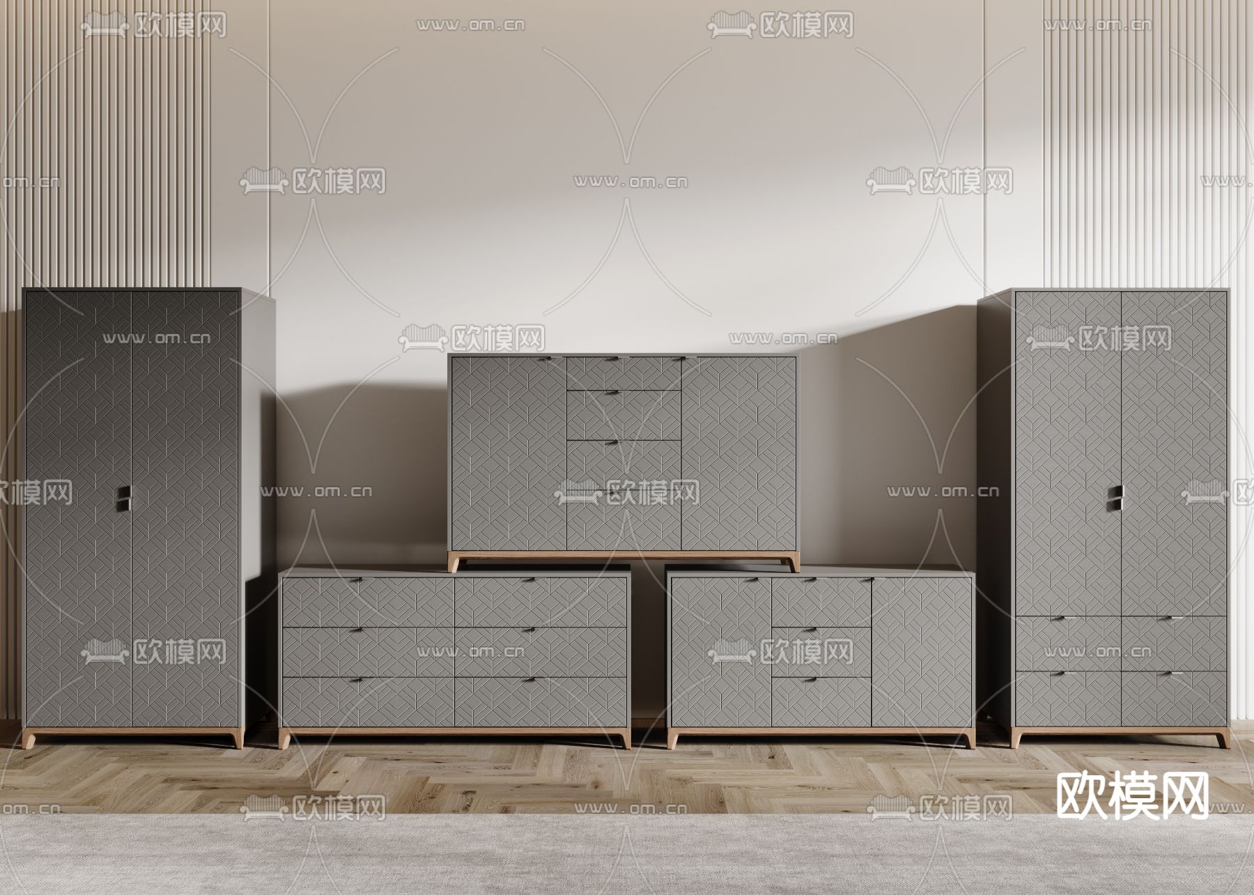 北欧储物柜 边柜 玄关柜 高柜3d模型下载