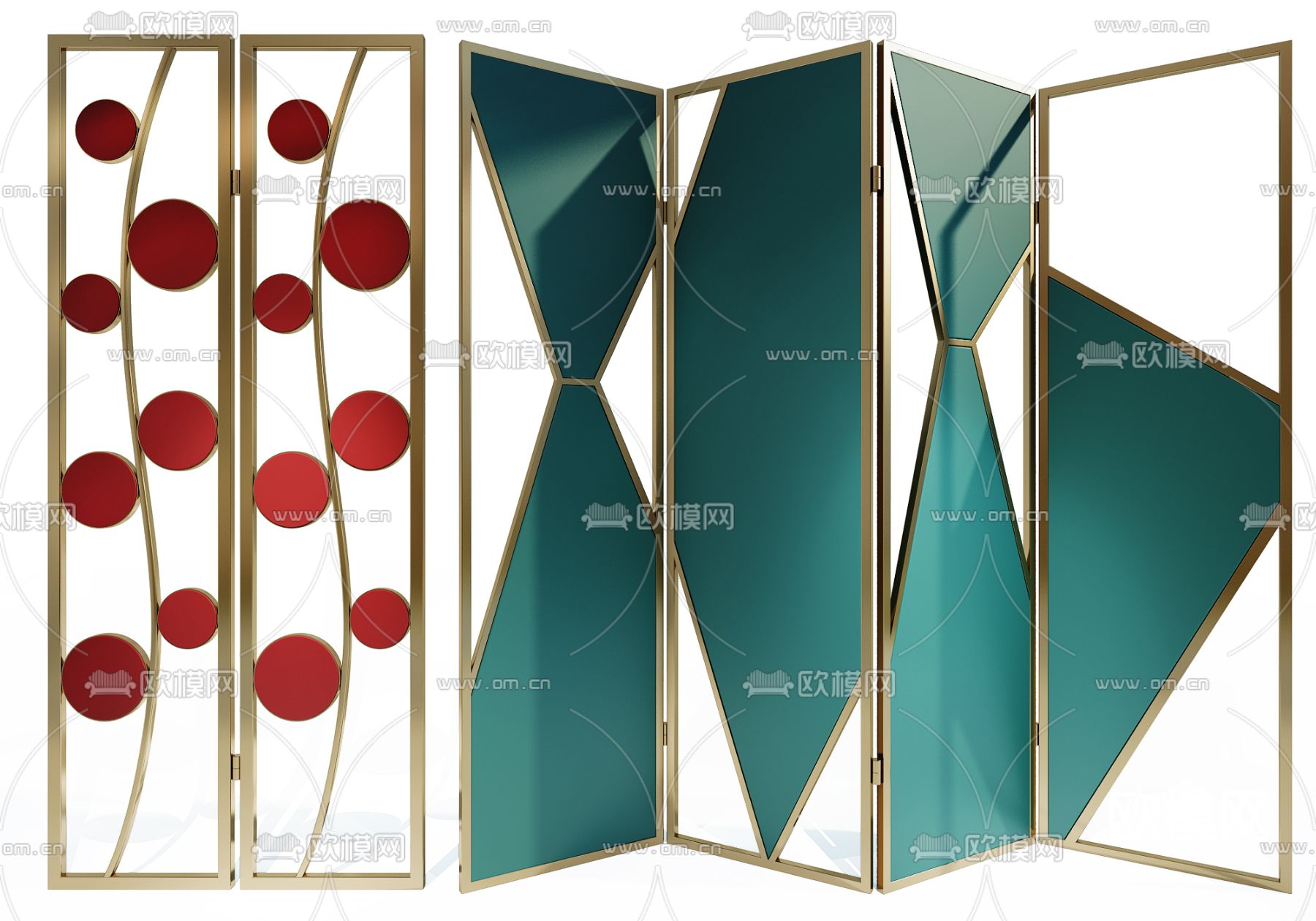 轻奢屏风 隔断3d模型下载