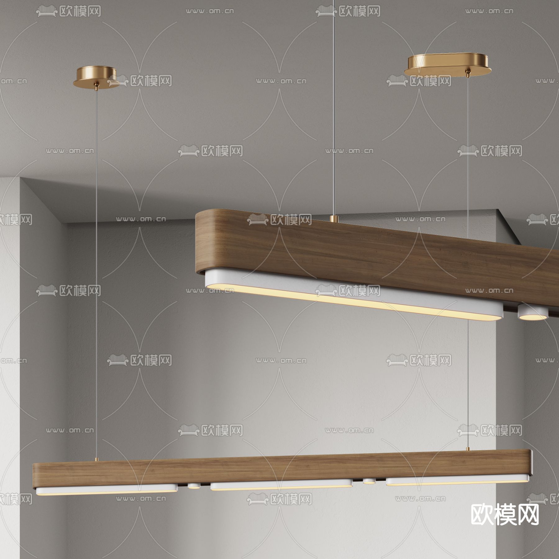 长条吊灯 办公吊灯3d模型下载