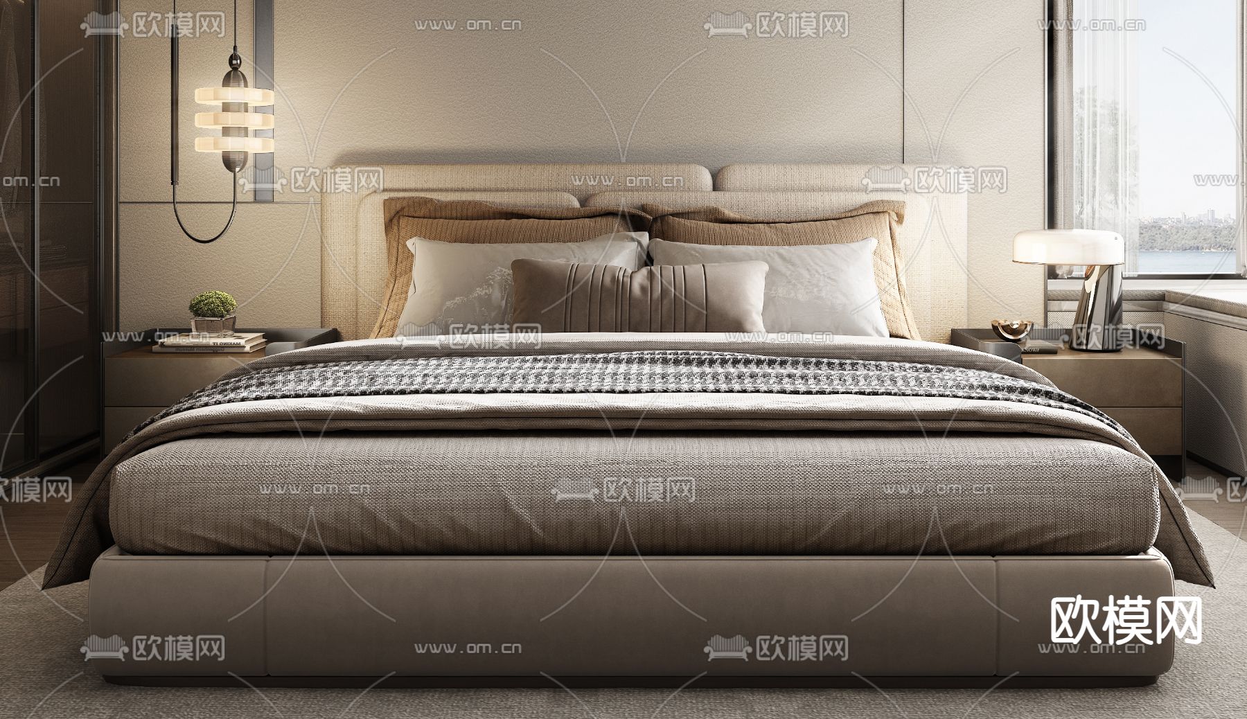 Minotti 双人床 卧室3d模型下载（渲染图2）