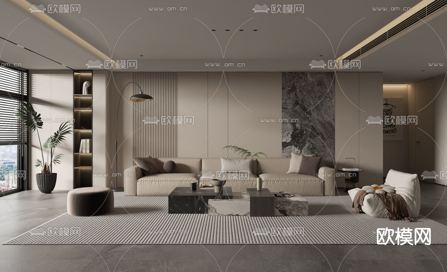 现代客厅3d模型下载