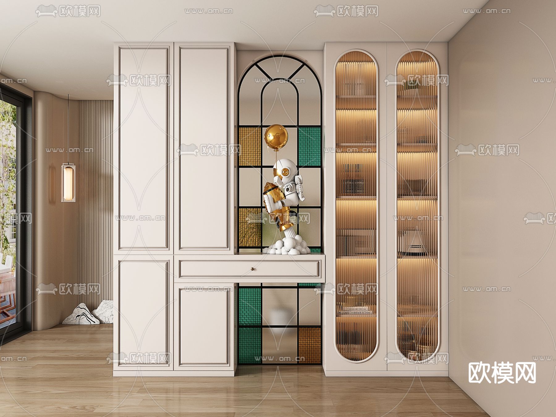 彩色玻璃屏风 玄关隔断3d模型下载