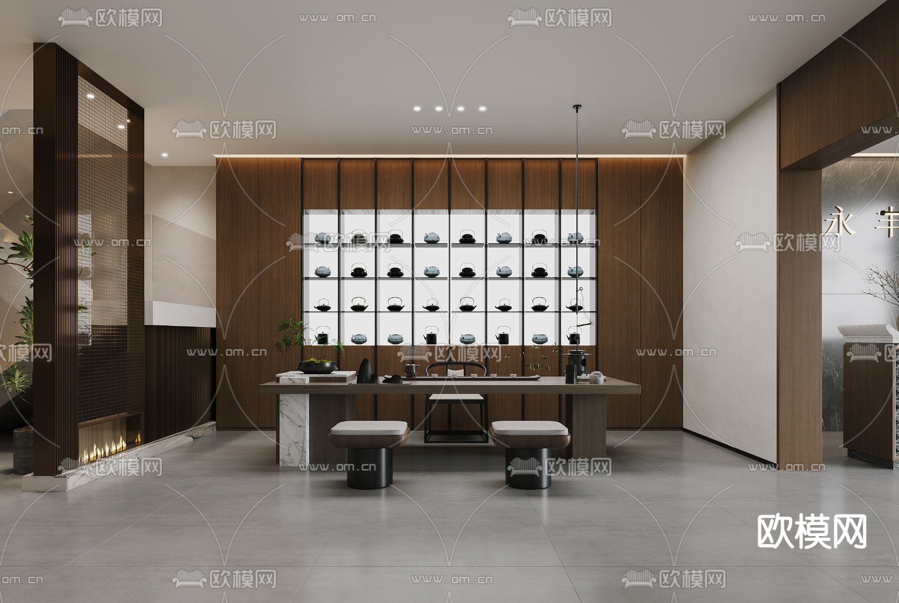 新中式茶楼 茶馆3d模型下载（渲染图1）