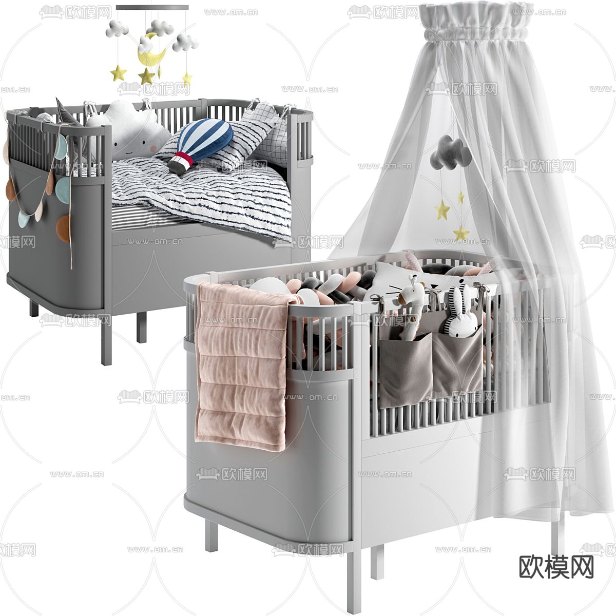 婴儿床 小孩床 宝宝床 摇篮3d模型下载