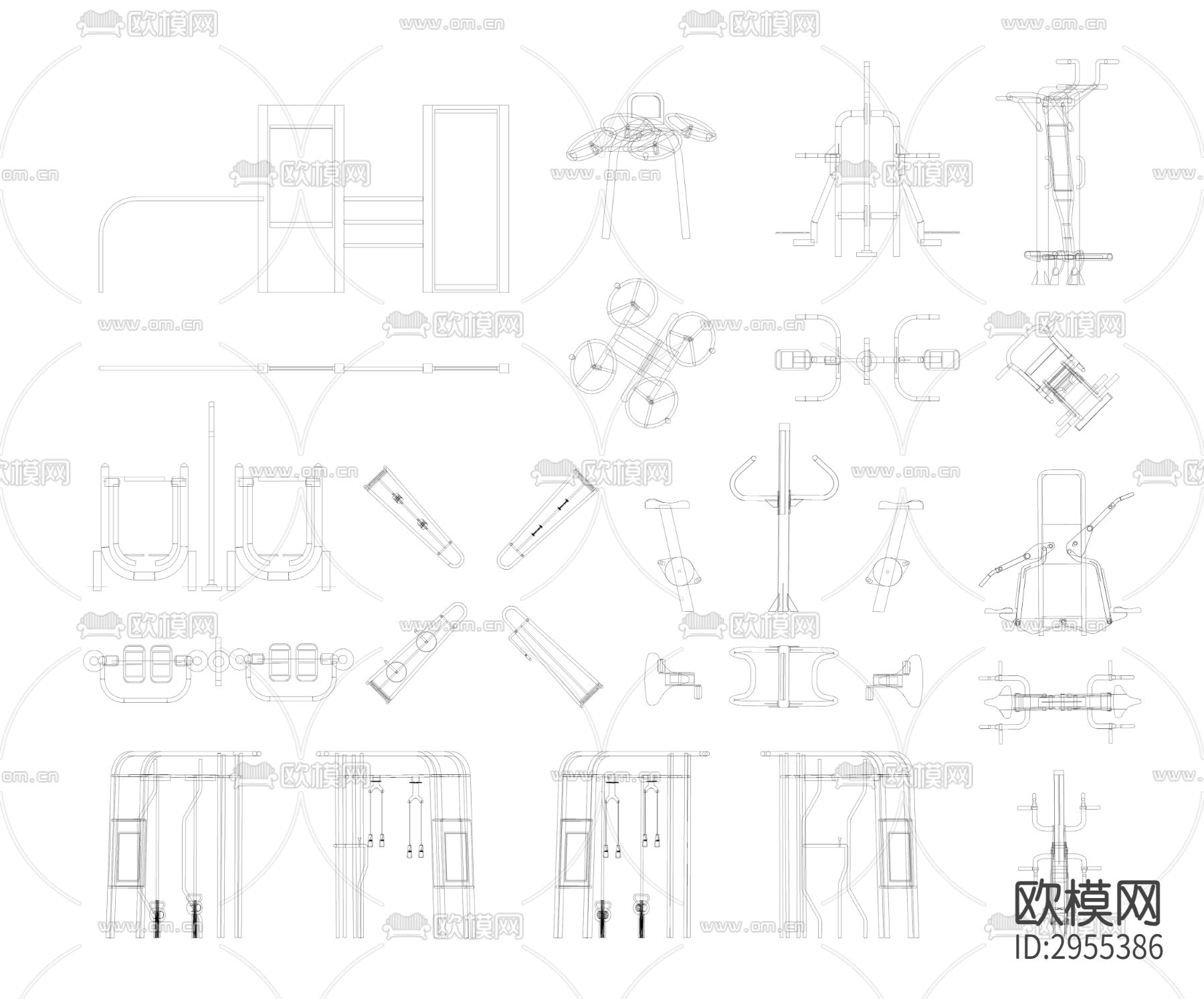 健身器材 户外运动器械 智能健身器材 公园健身器械 康体健身cad图库下载