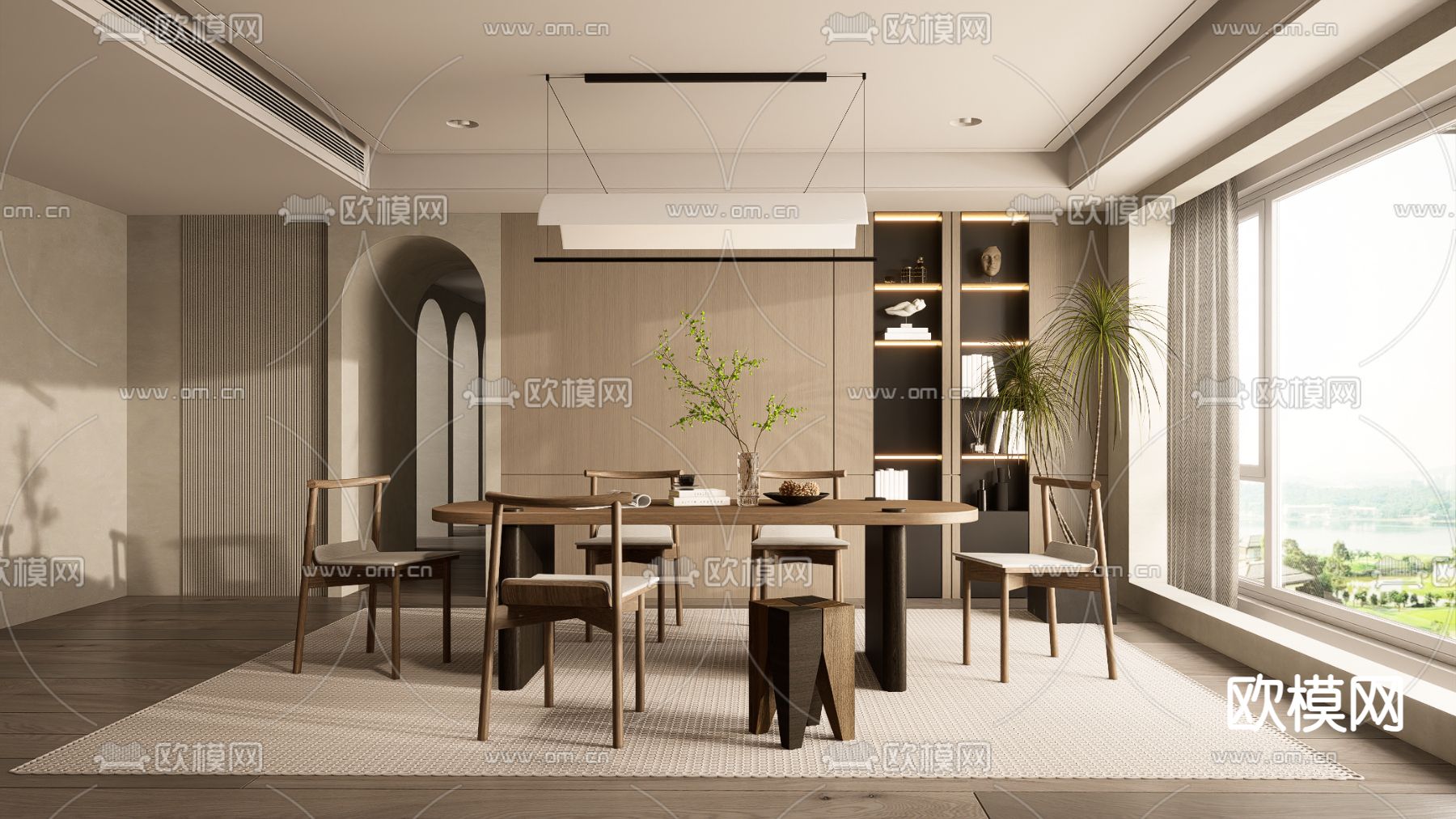 侘寂风餐厅3d模型下载