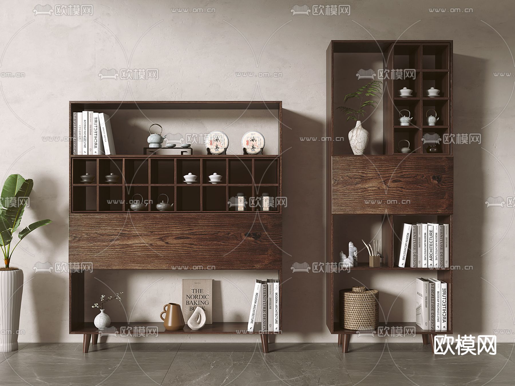 侘寂风置物架 茶柜 边柜3d模型下载