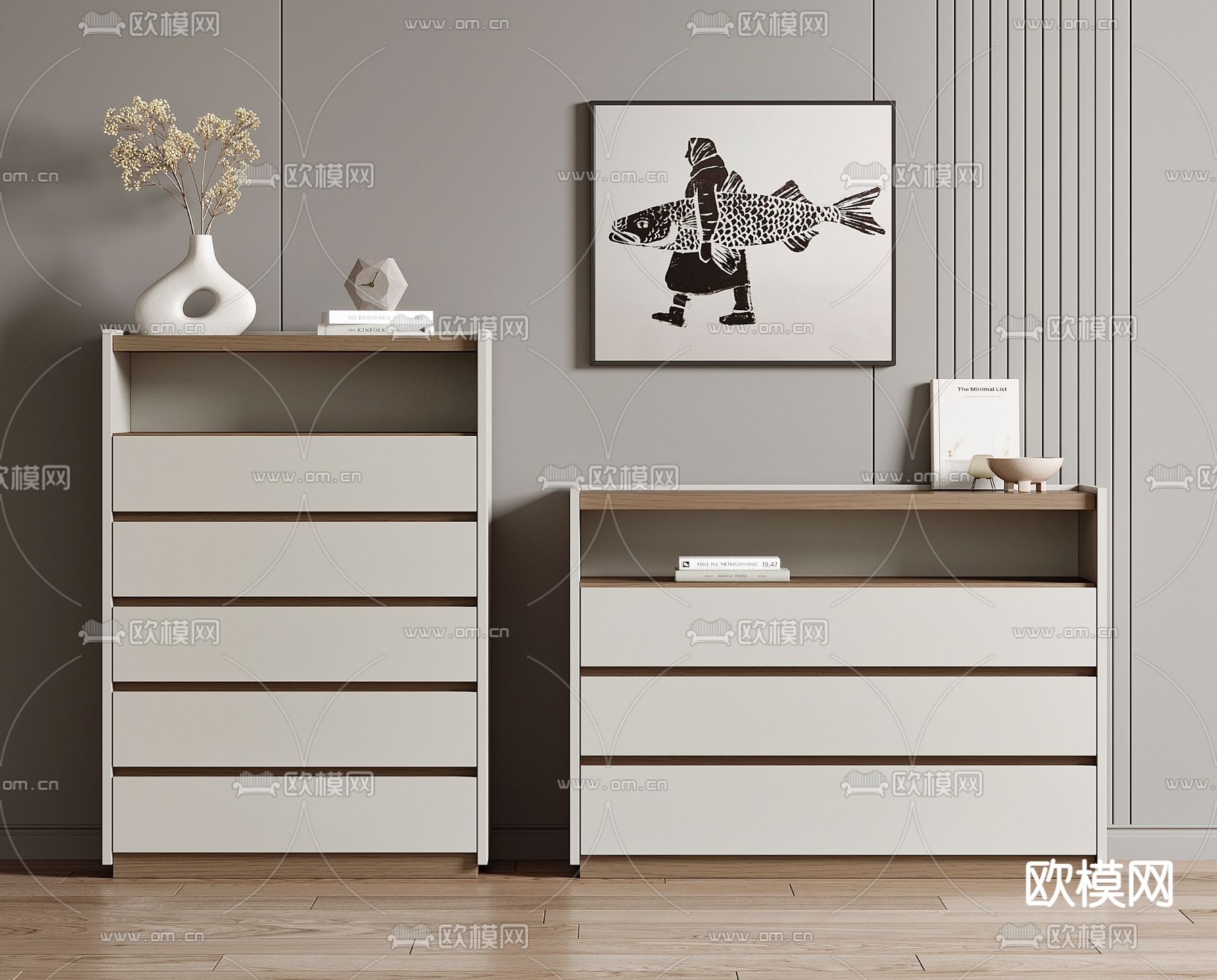 现代斗柜 边柜3d模型下载