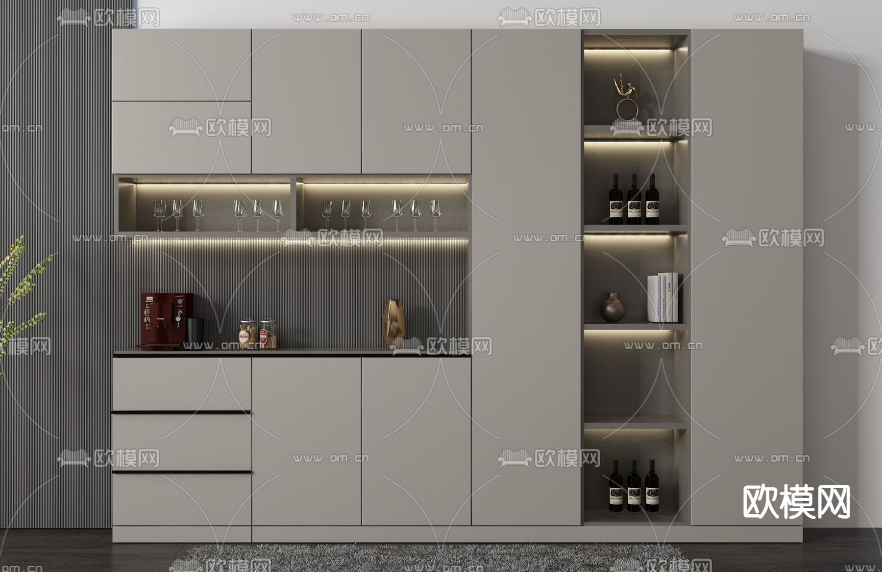 法式酒柜 餐边柜3d模型下载