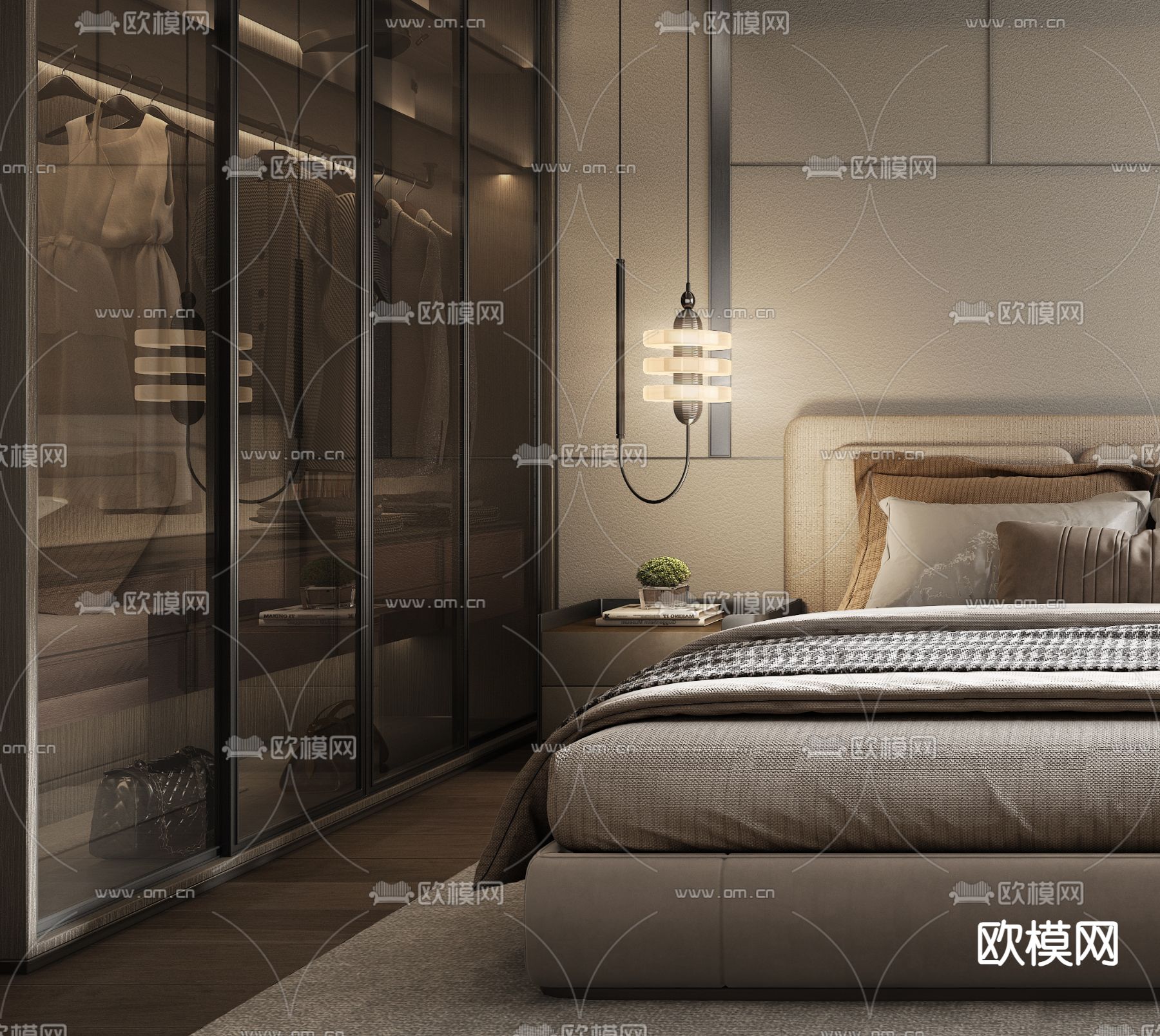 Minotti 双人床 卧室3d模型下载（渲染图3）