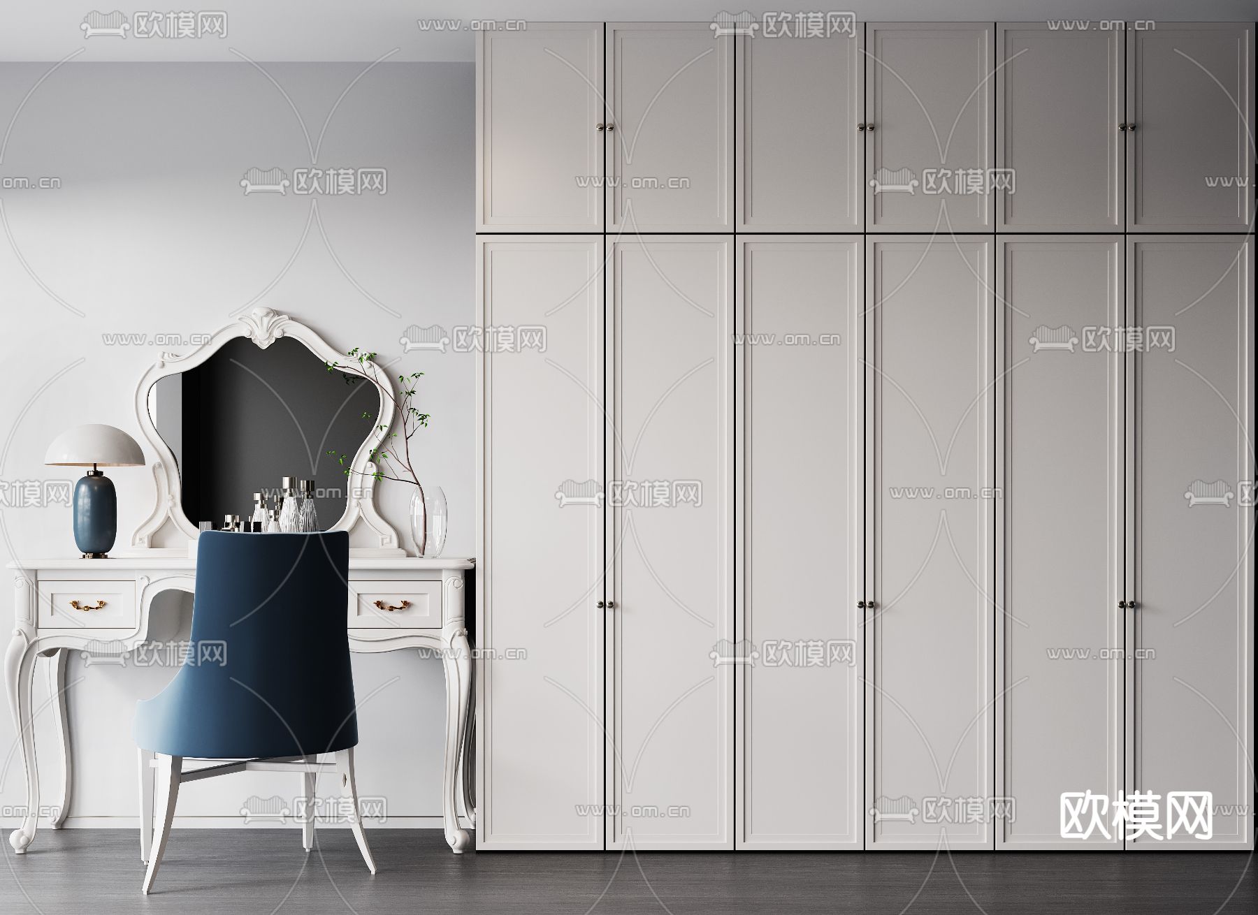 简欧衣柜 梳妆台3d模型下载