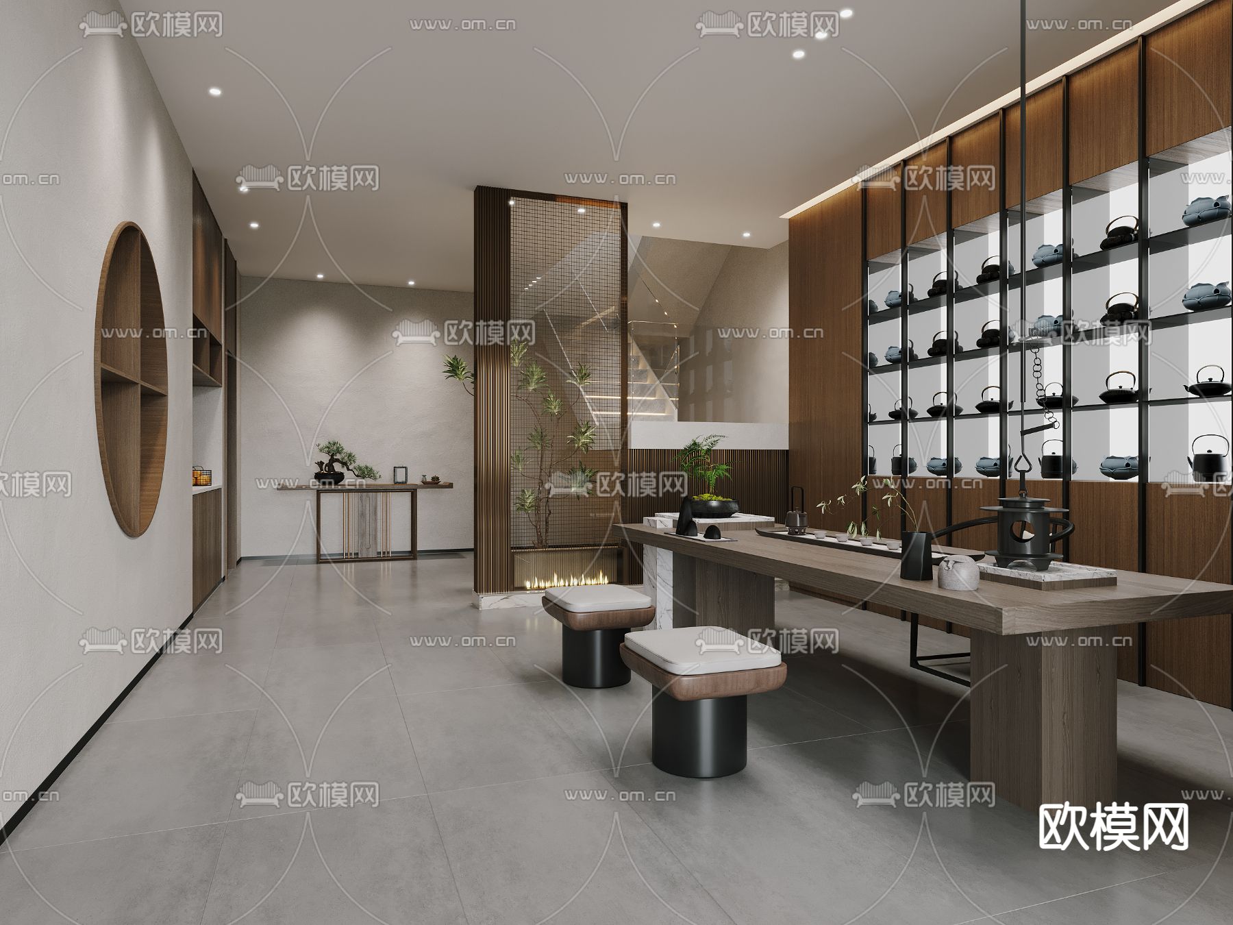 新中式茶楼 茶馆3d模型下载（渲染图4）