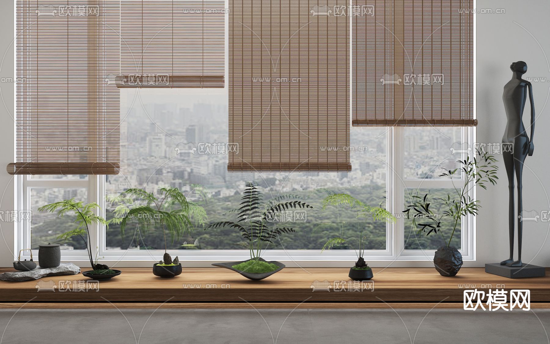 蕨类绿植 盆栽 盆景 竹帘3d模型下载