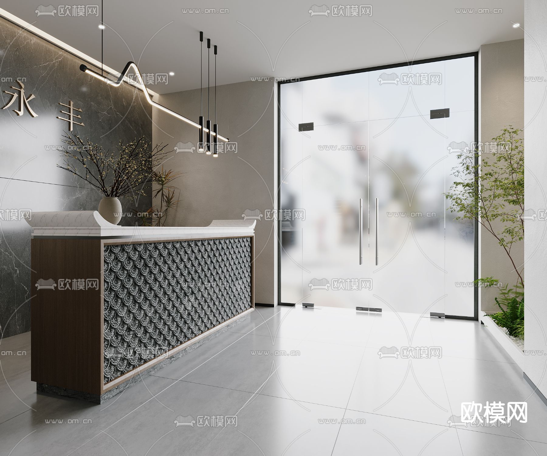 新中式茶楼 茶馆3d模型下载（渲染图2）