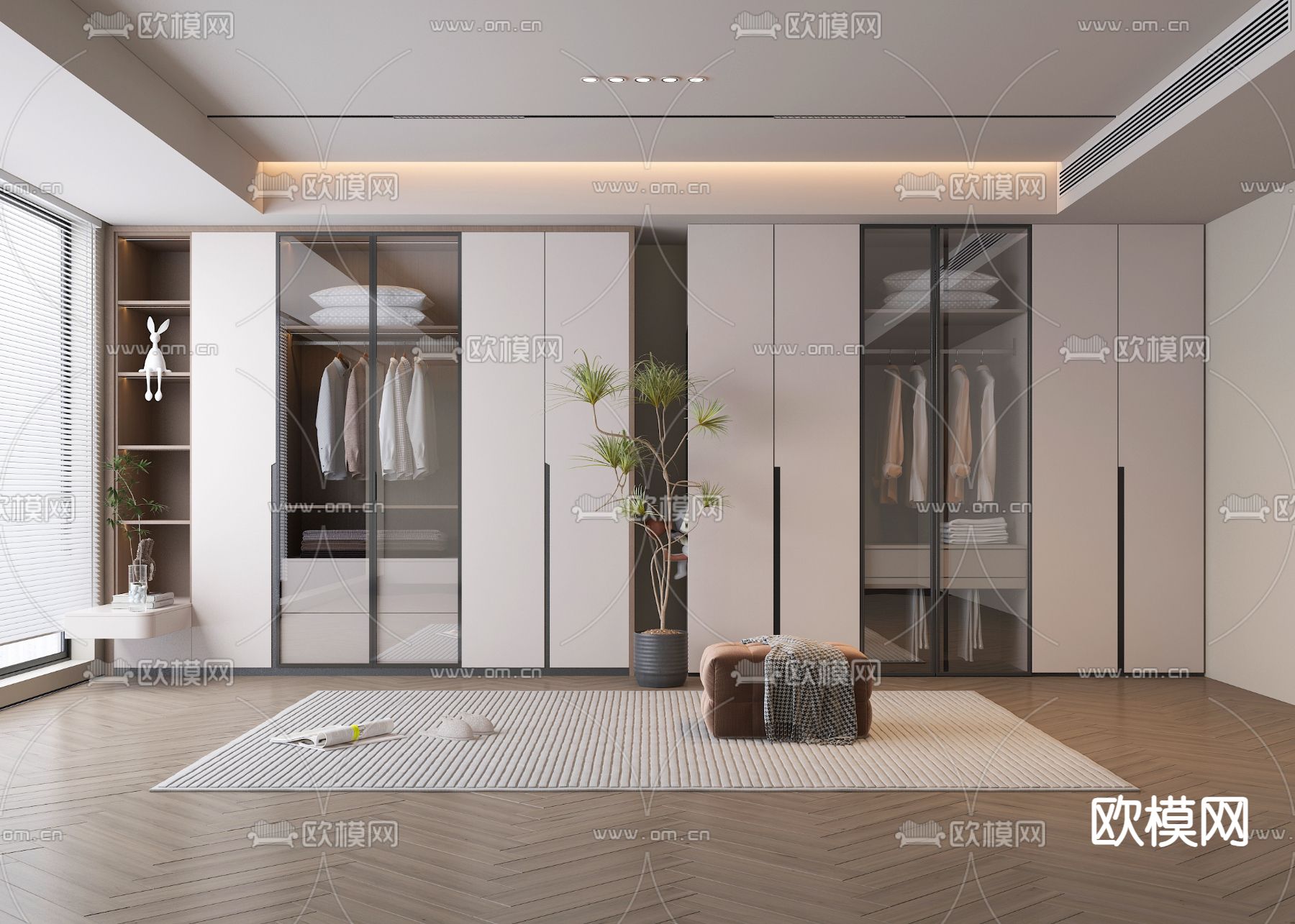 现代衣柜3d模型下载