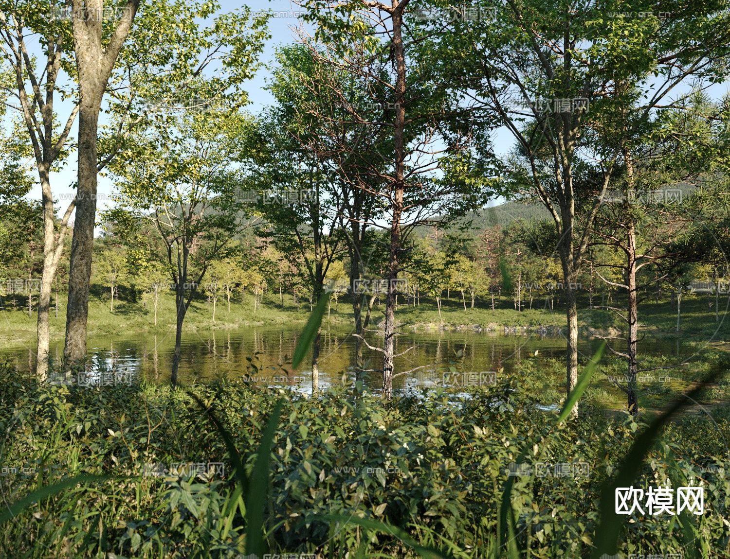 森林景观 山川河流 景观树3d模型下载（渲染图2）