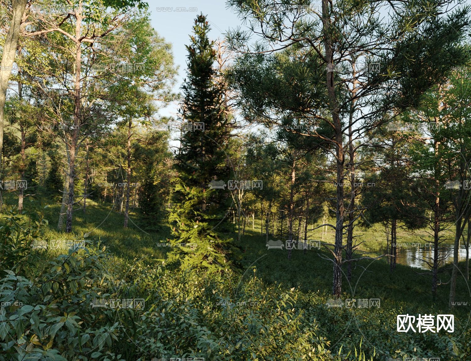 森林景观 山川河流 景观树3d模型下载（渲染图4）