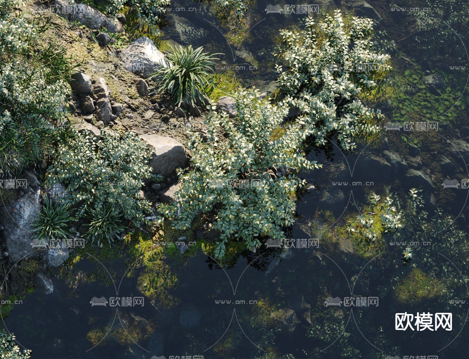 森林景观 山川河流 景观树3d模型下载（渲染图3）