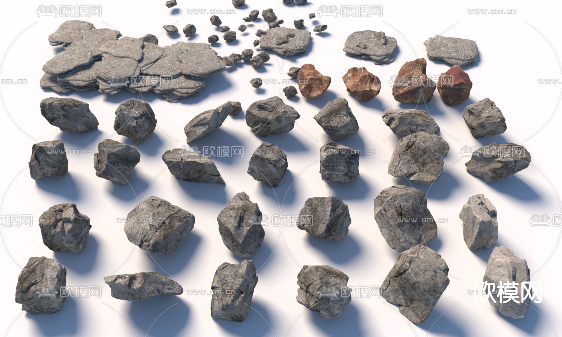 景观石 石块 石头 假山3d模型下载