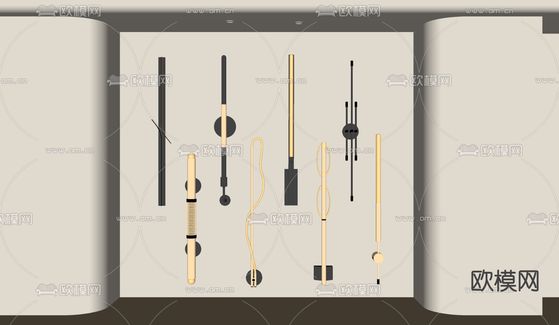 现代简约壁灯su模型下载（渲染图1）