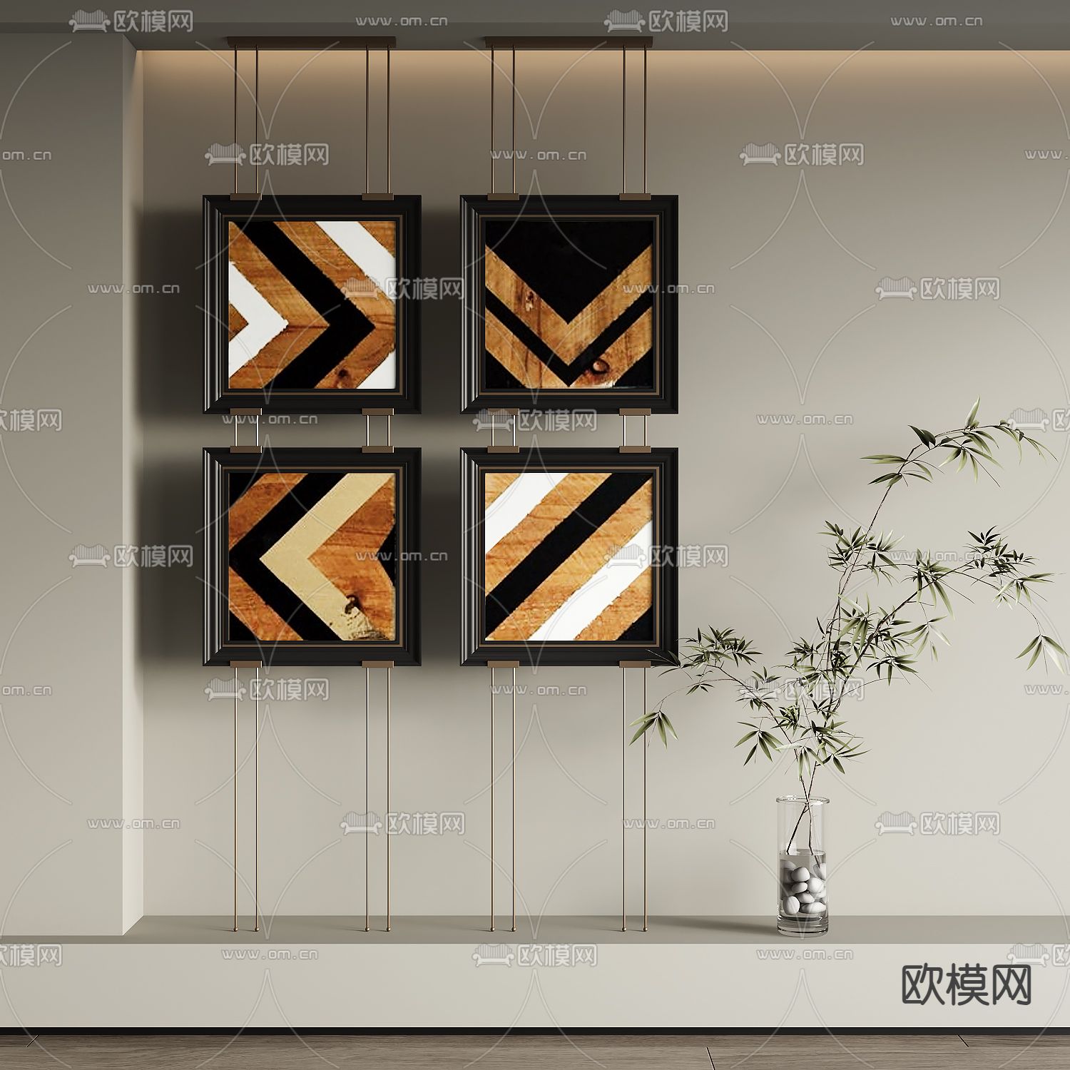 侘寂风装饰画 抽象画 挂画su模型