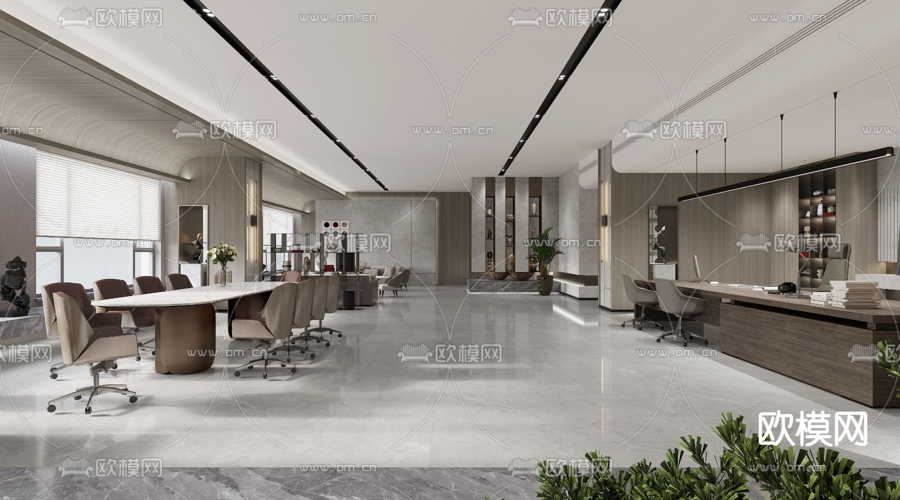 总经理室 董事长室3d模型下载（渲染图3）