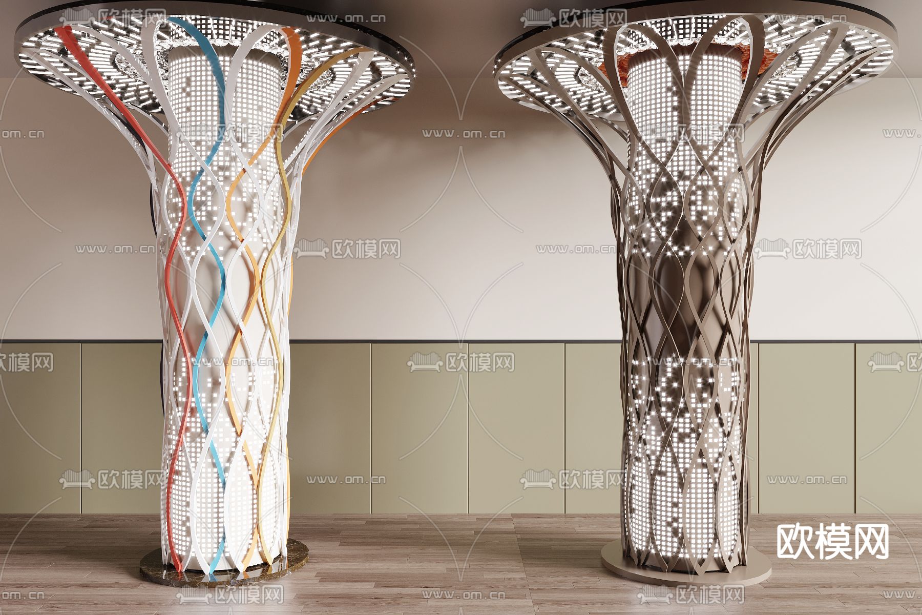 现代异形柱子 造型柱su模型下载（渲染图2）