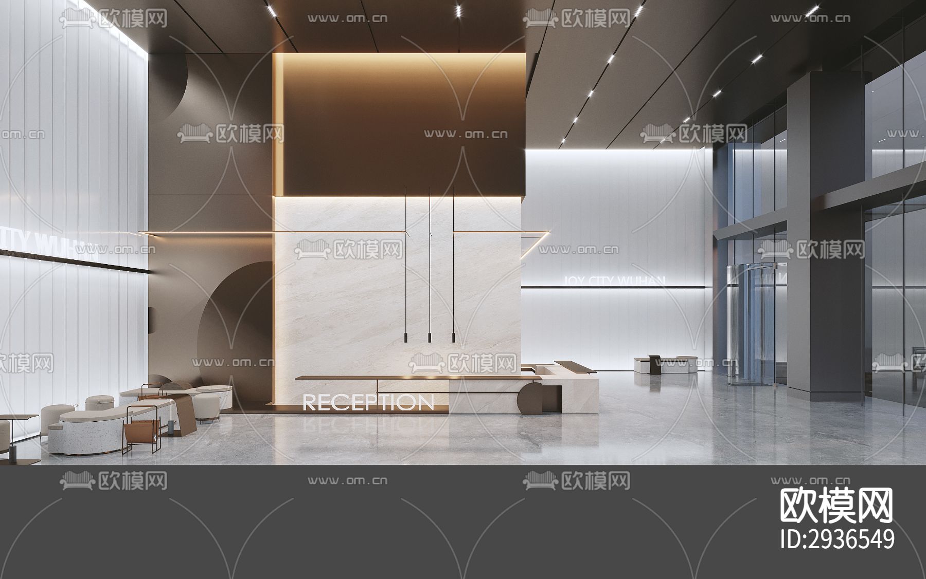 现代商务大堂效果图下载（渲染图1）