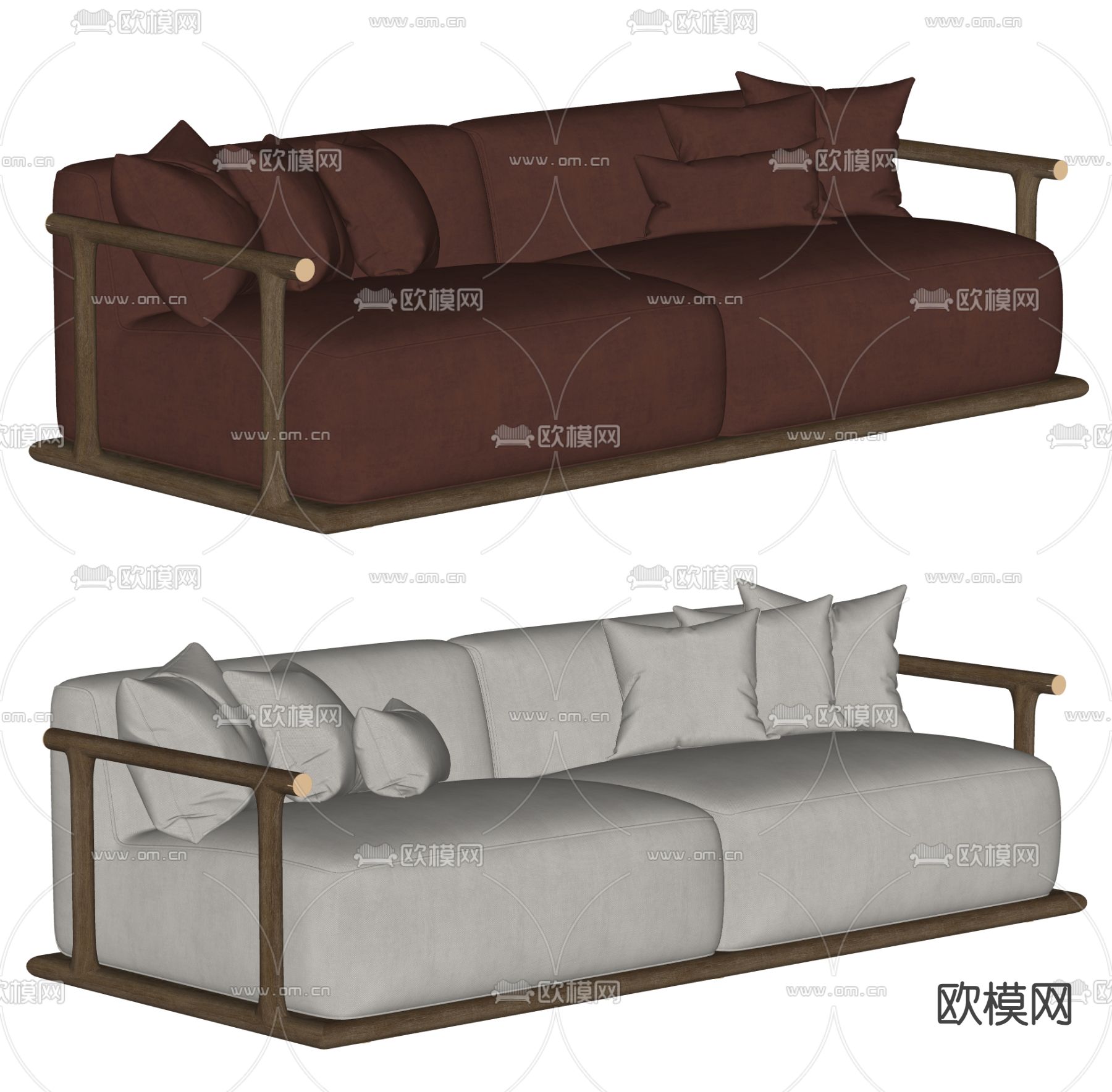 新中式沙发 双人沙发su模型下载（渲染图2）