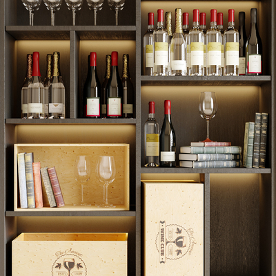  酒瓶 酒水 洋酒 红酒杯 白酒su模型 